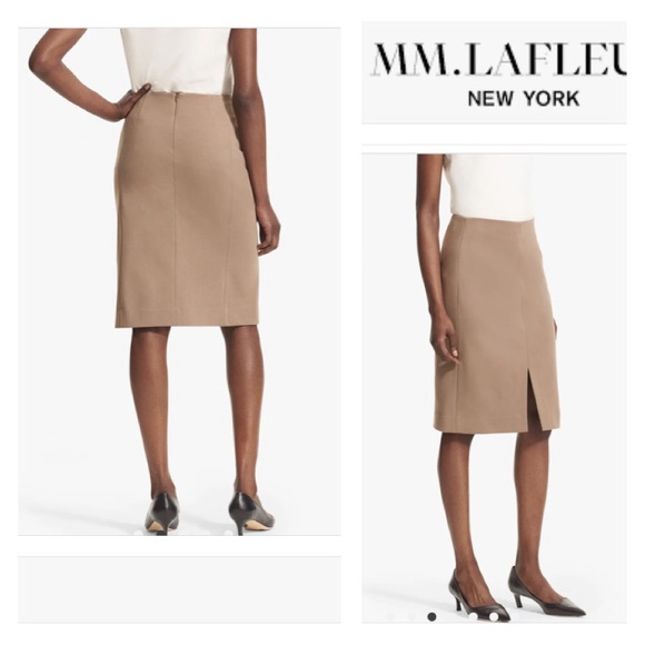 MM. LAFLEUR Greenpoint Pensil Skirt With Front Slit In Camel Color Size 4 - Picture 3 of 9